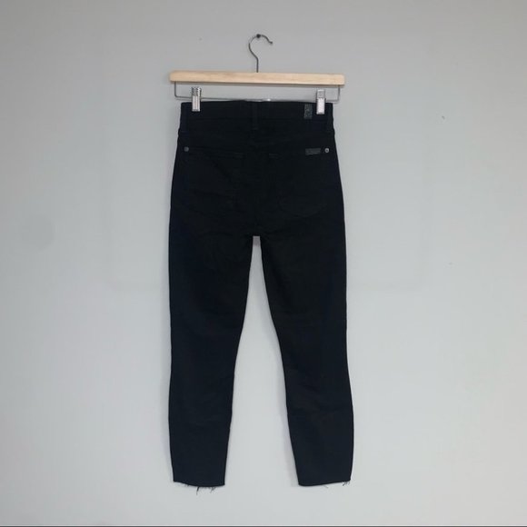 7  for all Mankind B(air) Denim The Ankle Skinny Jeans Black Raw Hem Size‎ 24 - Picture 10 of 12